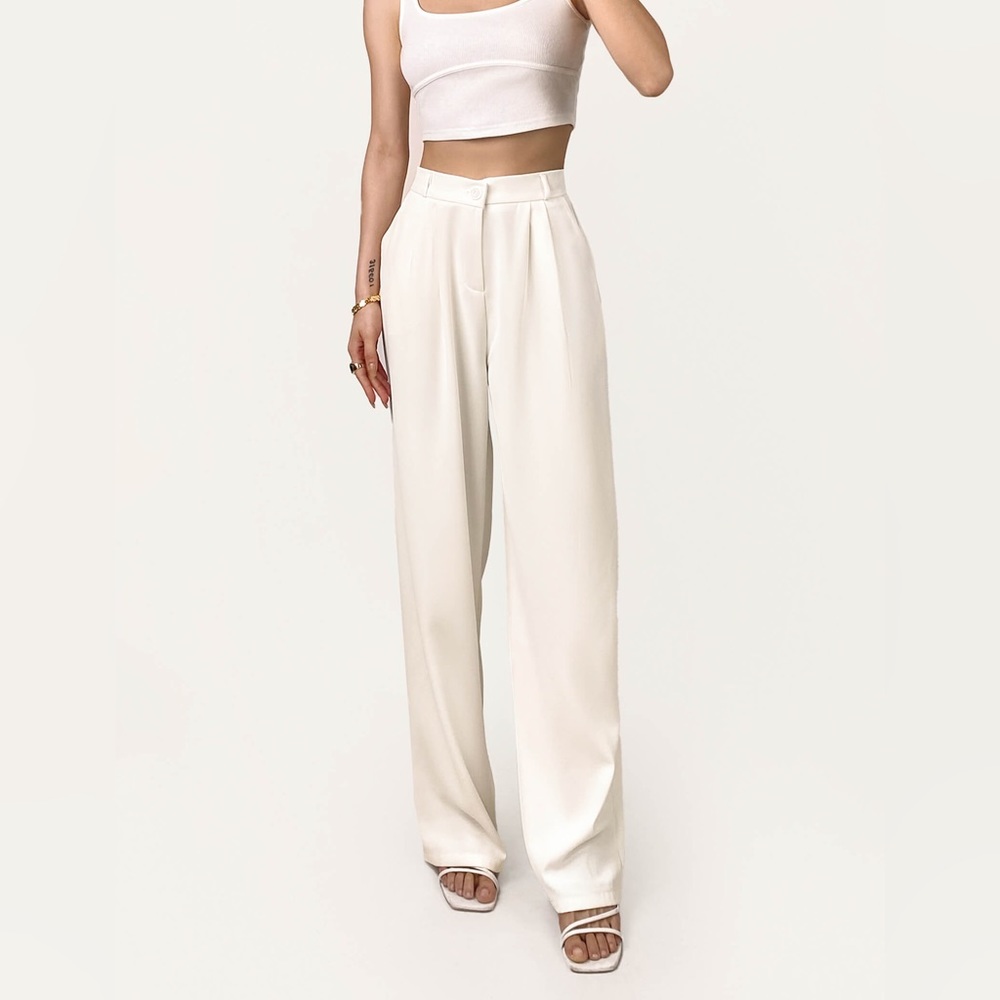 Cream wide leg trousers Business Slacks Size S/M
